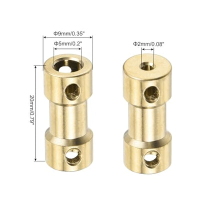 MECCANIXITY 6pcs 2mm to 5mm Brass Shaft Coupling Joint Connector with Screws and Hex Wrench Flexible Motor Shaft Coupler for Car Wheels Tires Shaft Motor - size: 2mm to 5mm