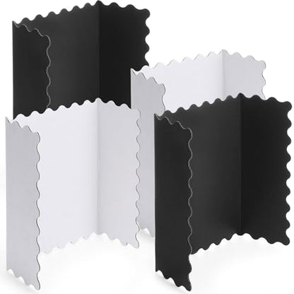 Mooliwe 4 Pack 21" x 14" Trifold Poster Board Scalloped, Black White - color: Black White, size: 21" X 14"