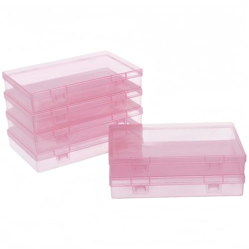 LJY 6 Pink Rectangular Plastic Boxes, 7.1 x 4.3 x 1.2 in for Party Favors - color: Pink, size: 7.1 x 4.3 x 1.2 inch
