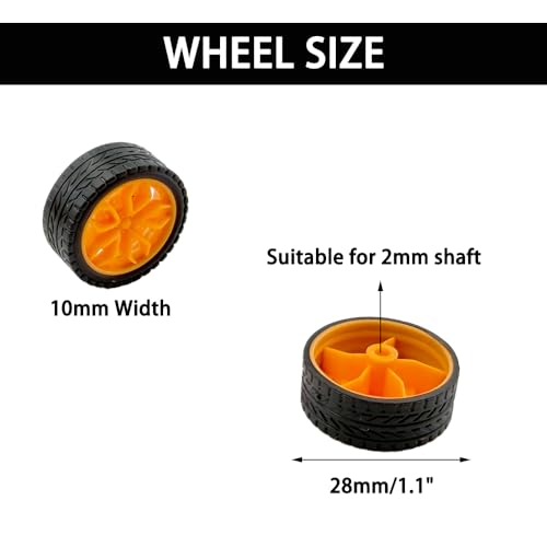 20PCS Model Toy Wheel RC Car Rubber Tire Wheel with 10PCS Shaft Round Axles for for DIY Model Toy RC Car Truck Robot Boat Helicopter Parts (Yellow) - color: Yellow