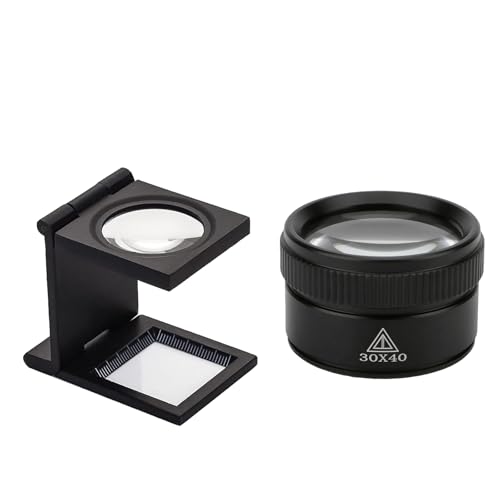 Rongon 10X & 30X Jewelers Loupe, 2PCS Pocket Folding Magnifying Glass