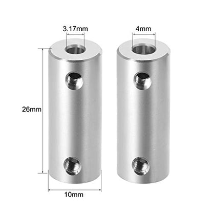 uxcell 1/8 inch to 4mm Bore Rigid Coupling Set Screw L26XD10 Aluminum Alloy - size: 3.17mm to 4mm