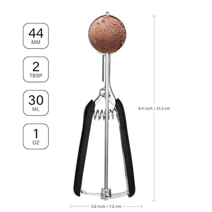 Cookie Scoop 2 Tbsp for Baking, Professional Stainless Steel Ice Cream Scoop 44mm, Melon Baller Muffin Scoop, Good Soft Grips, Quick Trigger Release, 30ml (2 Tablespoon) - size: 2 tbsp (44 mm)