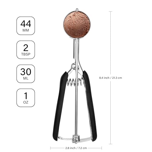 Cookie Scoop 2 Tbsp for Baking, Professional Stainless Steel Ice Cream Scoop 44mm, Melon Baller Muffin Scoop, Good Soft Grips, Quick Trigger Release, 30ml (2 Tablespoon) - size: 2 tbsp (44 mm)