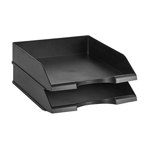 Amazon Basics Rectangular Stackable Office Letter Tray, Desk Organizer for Paper and Document Storage, Black, 12-Pack - style: letter tray (Pack of 12)