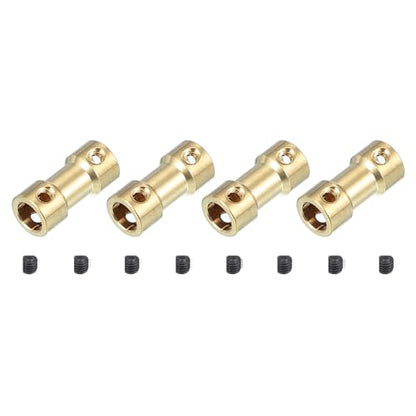 PATIKIL Shaft Coupling Joint 5mm to 6mm, 4 Pcs Brass Motor Shaft Coupler Extension Connector Rigid Sleeve Adapter Transmission Joint with M3 Screws for RC Car Airplane Tires Motor Robot - size: 5mm-6mm
