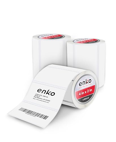 enKo 4 x 2 in 3 Rolls | 2250 Direct Thermal Address and Shipping Labels - size: 3 Rolls - 2,250 Labels