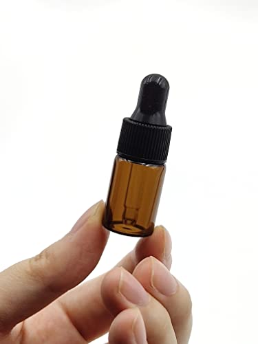 15Packs 3ml Tiny Amber Glass Mini Dropper Bottles for Essential Oils, Cosmetics, and Liquid Small Empty Travel Sample Vials with Dropper and Black Caps - size: 3ml