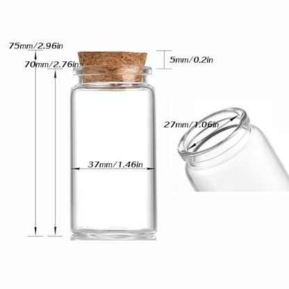 8 pcs 50ml Small Glass Bottles with Cork Stopper,Potion Bottles Halloween Candy Glass Bottle Decorative,Vials Jars,Cute Storage Jar,Wishing Bottle 37x70mm(1.46x2.76inch) - size: 37x70mm(1.46x2.76inch)