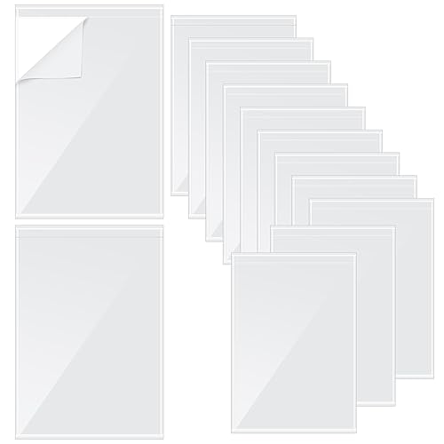 100Pcs Self Adhesive Display Pockets - 8.5 x 11 Inch Paper Sleeves for Wall and Door Communication, Clear Adhesive Sheet Protectors for Office, School, Box Posting Signs