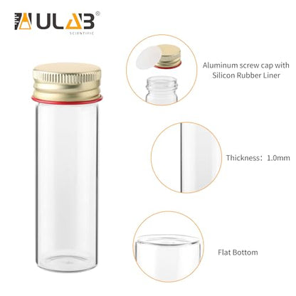 ULAB Scientific Sample Tubes 25ml with Screw Caps, Small Spice Containers 1oz, Makarthy, 3.3 Borosilicate Glass Tubes, Caps in Aluminum Material, Pack of 12, UTT1005 - style: Vol.25ml with Aluminum Screw Caps, 12pcs
