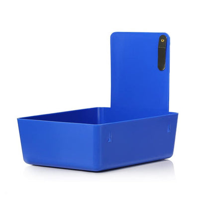 4/Pk Dental Lab Pan Medium Plastic Dental Medical Pro Lab Working Pan with Stainless Steel Clip (Neon Blue) - color: Neon Blue