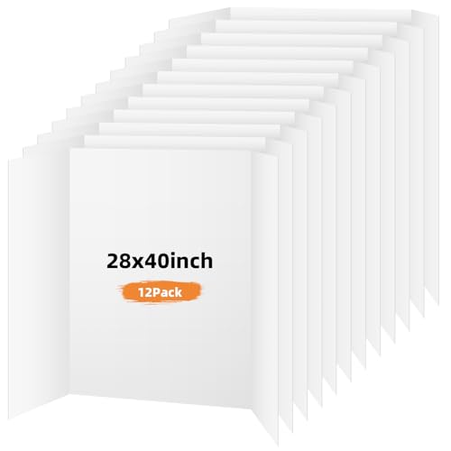 12 Pack Trifold Poster Board, 28x40 White Presentation Display Board - size: 28x40, style: 12 Pack