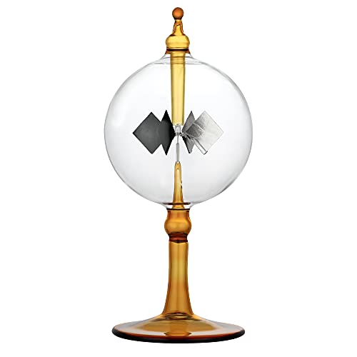 Solar Crookes Radiometer Glass Windmill Handmade for Party Home Decoration Gift L (Orange) - color: Orange