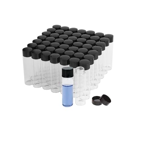 QOAEZK12ML Sample Vials,3 dram Clear Borosilicate Vials,Liquid Sampling Collection Glass Thread Storage Bottles,19mm Diamex 65mm Height,15-425 Thread Screw Caps, PE liners, Pack of 100 - size: 12ML