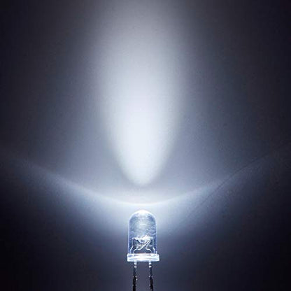CHANZON 20 pcs Pre-Wired 5mm White LED Diode Lights (DC 12V) - color: B) White (20pcs)