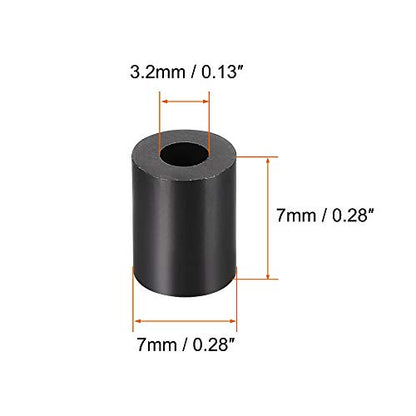 uxcell Nylon Round Spacer Washer 3.2mm ID 7mm OD 7mm Height for M3 Screws Black 100Pcs - size: 3.2mmx7mmx7mm