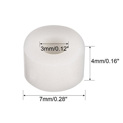uxcell Round Spacers Washers ABS OD 7mm ID 3mm Height 4mm for M3 Screws