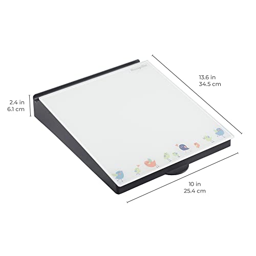 ECR4Kids MessageStor Dry-Erase Glass Board Memo Station, Desk Organizer, Birds - color: Birds, size: 10"W x 14"H