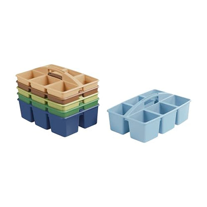 ECR4Kids 6-Compartment Large Storage Caddy Organizer, 6-Pack, Earthtone - color: Earthtone