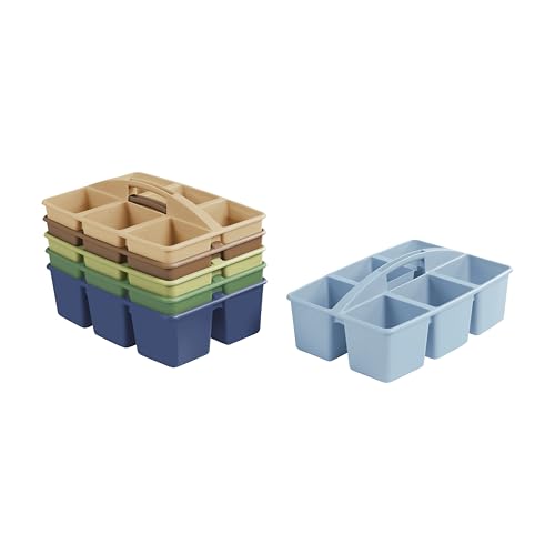 ECR4Kids 6-Compartment Large Storage Caddy Organizer, 6-Pack, Earthtone - color: Earthtone