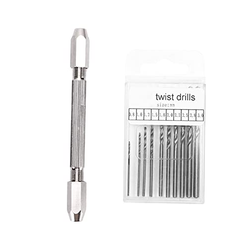 Double Hand Drill, Proof Durable Brass Construction with 2 Collet Design, Precision Twist Bit Hand Drill Set for Electronic Assembly, Model Making, Hobby Projects