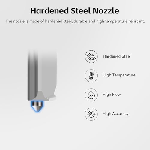 Original Bamboo Lab A1/A1 Mini 0.4mm Hotend,High Temp&Fast Speed Hardened Steel Nozzle+Heating Block Integrated Structure Hot End Compatible with Bambu Lab A1 and A1 Mini 3D Printers - color: 0.4mm Hardened Steel Hotend