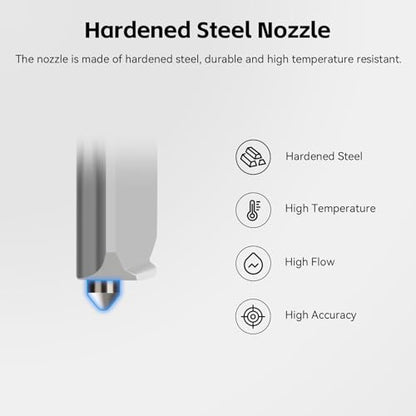 Original Bamboo Lab A1/A1 Mini 0.4mm Hotend,High Temp&Fast Speed Hardened Steel Nozzle+Heating Block Integrated Structure Hot End Compatible with Bambu Lab A1 and A1 Mini 3D Printers - color: 0.4mm Hardened Steel Hotend
