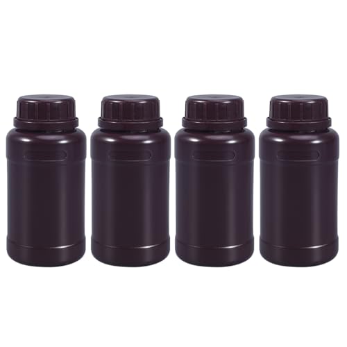 8 oz Brown HDPE Wide Mouth Bottles, Light-Proof Plastic Storage Bottles with Leakproof Sealed Caps, 4 Pack - color: Brown, size: 8 ounces