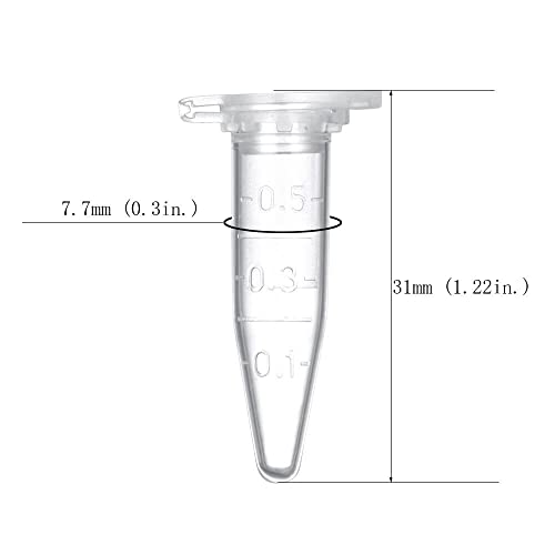 0.5ml Microcentrifuge Tubes 1000pcs, EO Sterilized Plastic Small Vials with Caps for Sample Storage Without Leakage(1000) - size: Sterile 0.5ml 1000pcs