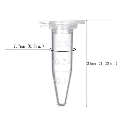0.5ml Microcentrifuge Tubes 300pcs, EO Sterilized Plastic Small Vials with Caps for Sample Storage Without Leakage(300) - size: Sterile 0.5ml 300pcs