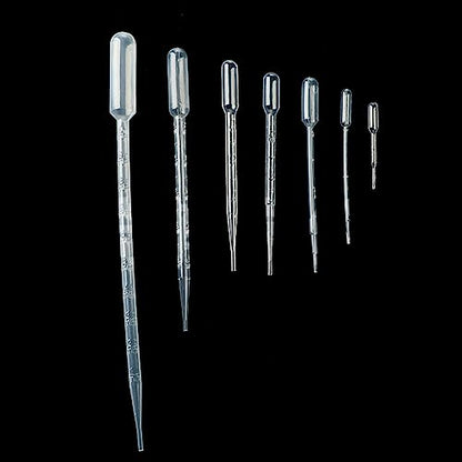 100x Disposable Pipettes 0.2/0.5/1/2/3/5ML Plastic Transfer Pipette Practical Pipettes Dropper for Science Experiments, 6.5cm