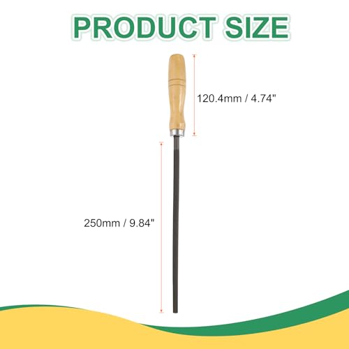 HARFINGTON 10" Round Fine Cut File Double Cut Teeth Fine Metal File High Carbon Steel T12 with Wood Handle for Metal Wood Finishing Roughing, Grey/Yellow - size: 10", style: Fine Cut