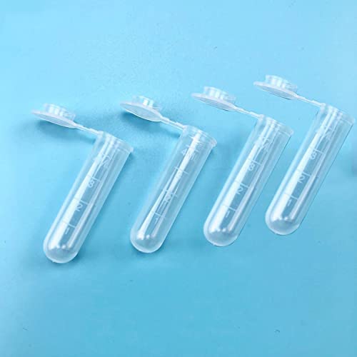 50 Pack 5ml Plastic Sample Vials, Test Tubes with lids, Vial Tube