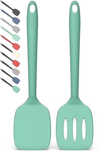 Coukre 2 Pack Silicone Spatula Set,High Heat Resistant, BPA-Free - color: PureAquaGreen