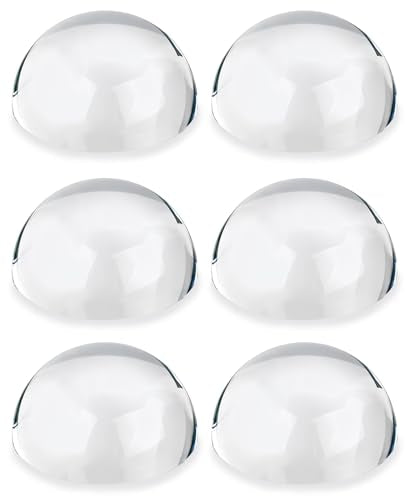 6PCS 2.36in Crystal Magnifying Glass Dome Paper Weights Small Magnifying Glass for Reading Books Aid Optical Half Ball Magnifier for Physics Classroom Paperweight for Home Decor