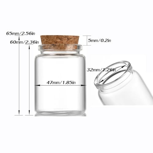 4 pcs 75ml Small Glass Bottles with Cork Stopper,Decorative Bottle,Vials Jars,Cute Storage Jar,Wishing Bottle 47x60mm(1.85x2.36inch) - size: 47x60mm(1.85x2.36inch)
