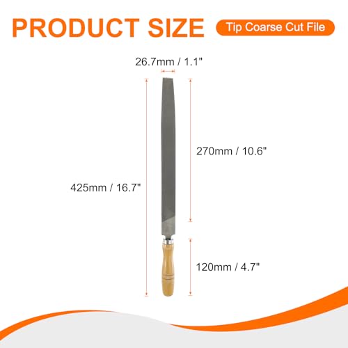 HARFINGTON Tip Coarse Cut File 12" Double Cut Teeth High Carbon Steel Hand Rasp File with Wood Handle for Metal Wood Deburring Removing - size: 12", style: Coarse