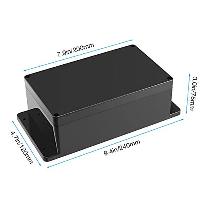 IP65 Plastic Project Box ABS Waterproof Electronic Enclosure Junction Box with Fixed Ear 7.8" x 4.7" x 3" - size: 7.8" x 4.7" x 3"