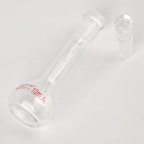 stonylab Glass Volumetric Flask Class A with Glass Stopper, Borosilicate Glass Heavy Wall Volumetric Flask Tolerance ±0.02 ml, 10 ml - size: 10 ml
