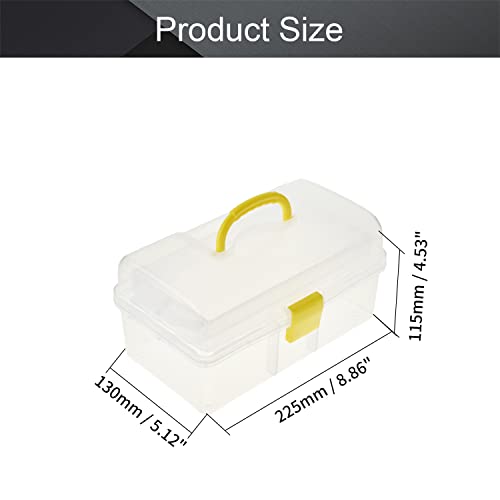 Utoolmart Tool Box, ABS Tool Box with Tray and Organizers Includes Removable Layers Black 8.9 x 5.1x 4.5 inches Yellow - size: Yellow