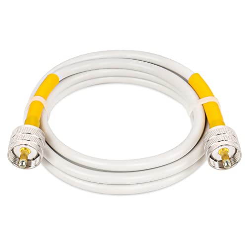 MOOKEERF 6ft White RG8x PL-259 UHF Male to Male Low Loss Coax Cable for CB Radio, Ham Radio, VHF Radio, Antenna Analyzer, Monitor, Tuner, Dummy Load, SWR Meter - size: 6FT