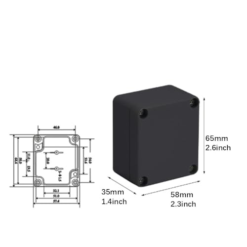 IP65 Waterproof Junction Box ABS Plastic Electrical Enclosure Dustproof and Corrosion Resistant Project Case 2.6×2.3×1.4 inch （65x58x35mm ） 1-Pack - size: 2.6×2.3×1.4 inch（65x58x35mm）