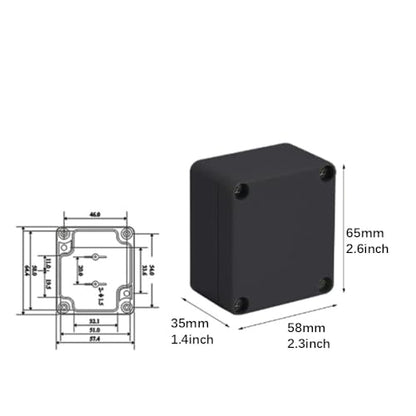 IP65 Waterproof Junction Box ABS Plastic Electrical Enclosure Dustproof and Corrosion Resistant Project Case 2.6×2.3×1.4 inch （65x58x35mm ） 1-Pack - size: 2.6×2.3×1.4 inch（65x58x35mm）
