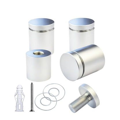 Pack of 4, Aluminum Standoff Screws, Wall Sign Standoff Mounting Hardware Advertising Glass Standoff for Acrylic Picture Frame (Satin Chrome Electroplated, 1" x 1") - color: Satin Chrome Electroplated, size: 1" x 1"