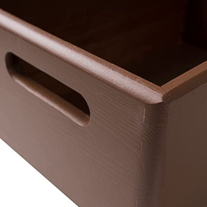Creative Deco Large Brown Wooden Crate Nesting Crate Handles - color: Brown, size: L