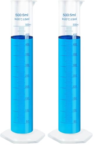 500ml Plastic Measuring Graduated Cylinder, Polypropylene Plastic, 2-Sided Marking, Ideal for Science, School and Home Lab, HUAOU, Pack of 2 - size: 500ml (Pack of 2)