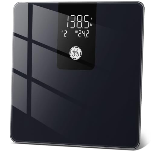 GE Bathroom Scale for Body Weight, Digital Smart Accurate 400 lb Weighing - color: Deep Black, size: 11" x 11"