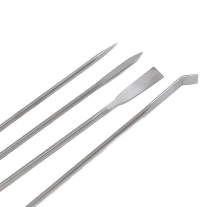 Laboratory Spatula Set 4 Pcs 304 Stainless Steel Micro Spatula Double Ended Mixing Spoon Long Handle for Lab Reagent Sampling Powders Liquids, Flannel Storage Bag Included