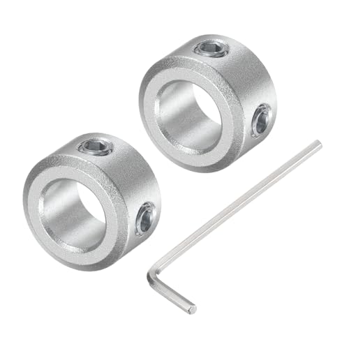 uxcell Set Screw Shaft Collar for 8mm Shaft, 2pcs Clamping Collars 14mm OD, 8mm Thickness, Aluminum Alloy Clamp-On Collar with M4 Set Screws and a Wrench